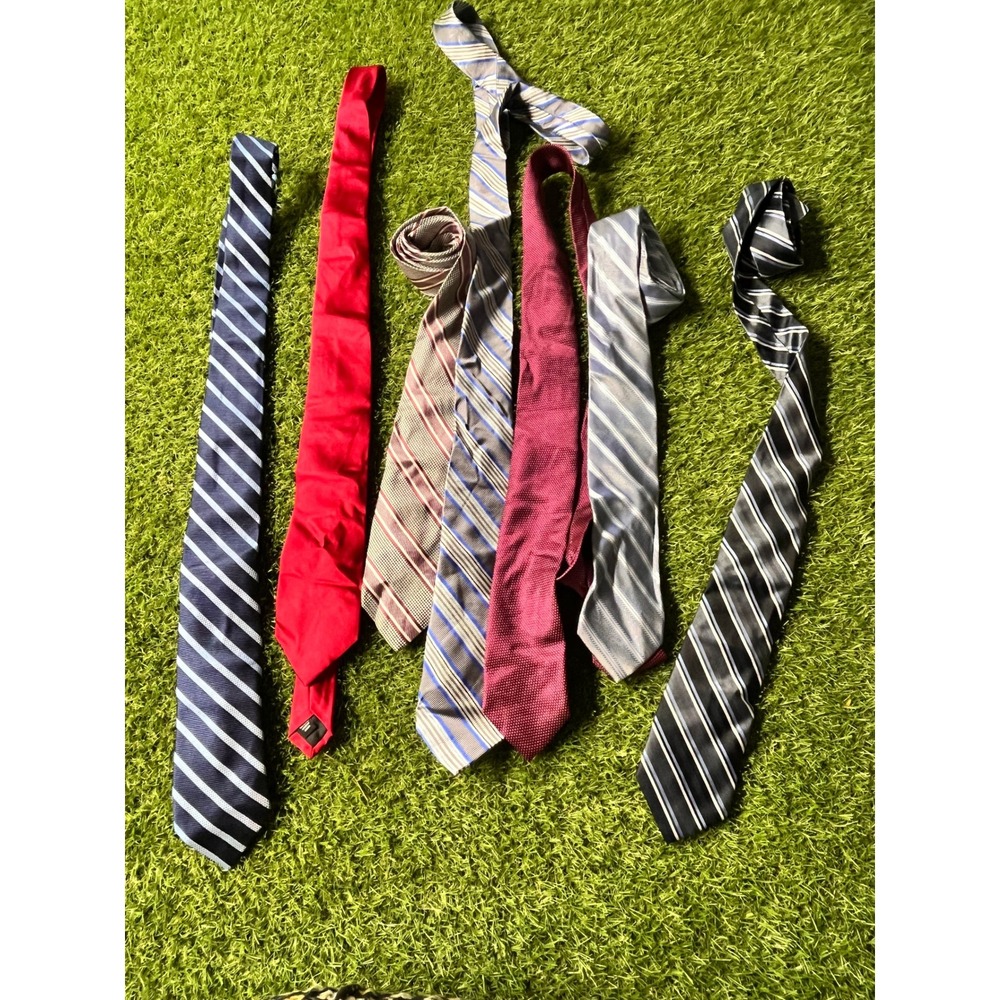 Jos A Bank Mens Tie Lot of 6 Reserve Traveler 1905 Striped Solid Blue Red